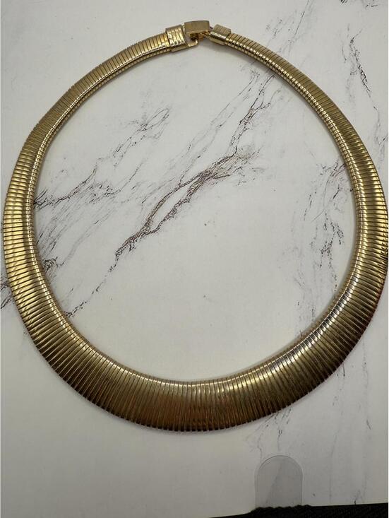 Jewelry - Vintage Golden Glamour Ribbed Collar 13” Necklace